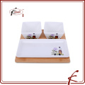 durable porcelain serving ware with bamboo tray